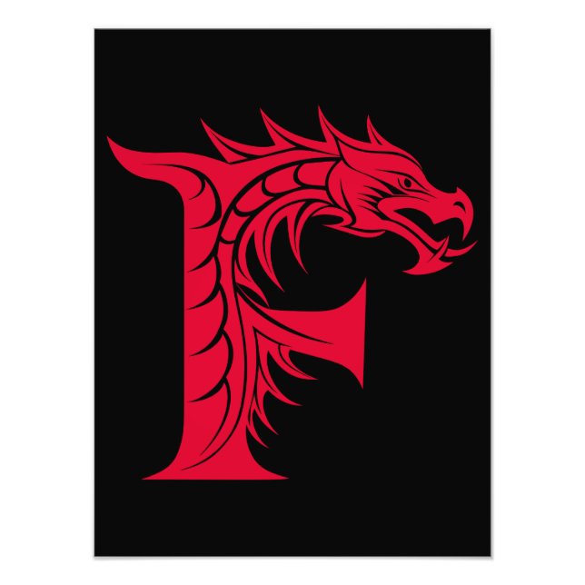 Drakstilskt brev F, Drakalfabetet, Monogram Fototryck (Framsidan)
