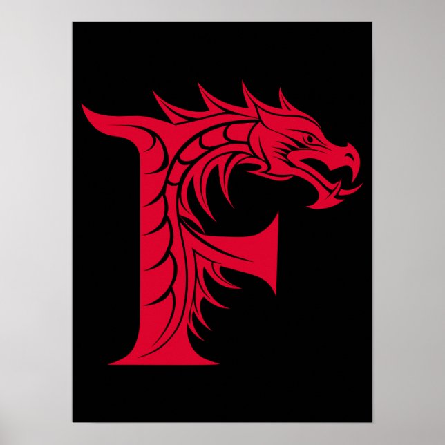 Drakstilskt brev F, Drakalfabetet, Monogram Poster (Framsidan)