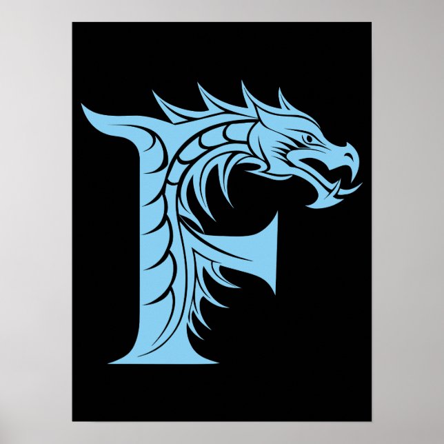 Drakstilskt brev F, Drakalfabetet, Monogram Poster (Framsidan)