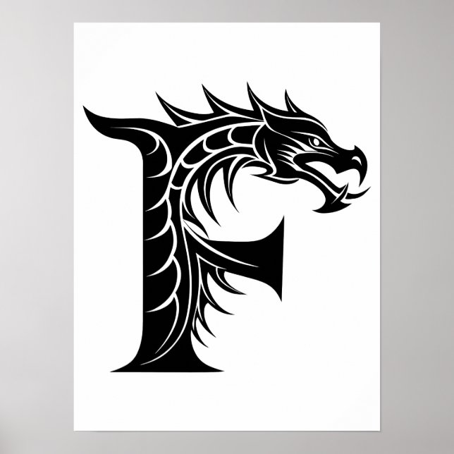 Drakstilskt brev F, Drakalfabetet, Monogram Poster (Framsidan)