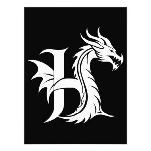 Drakstilskt brev H, Drakalfabetet, Monogram Fototryck