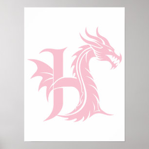 Drakstilskt brev H, Drake alfabet, Monogram Poster