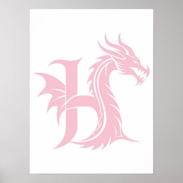 Drakstilskt brev H, Drake alfabet, Monogram Poster (Framsidan)