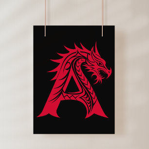 Drakstilt bokstav A, Drakalfabetet, Monogram Poster
