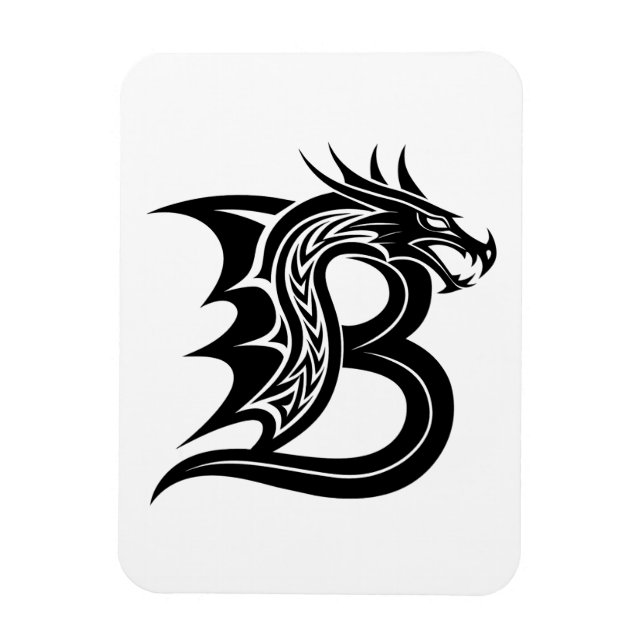 Drakstilt bokstav B, Drakalfabetet, Monogram Magnet (Vertikal)