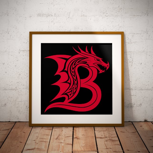 Drakstilt bokstav B, Drakalfabetet, Monogram Poster (Skapare uppladdad)