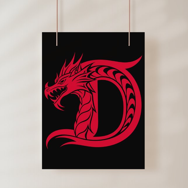 Drakstilt bokstav D, Drakalfabetet, Monogram Poster (Skapare uppladdad)