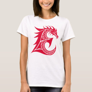Drakstilt bokstav E, Drakalfabetet, Monogram T Shirt