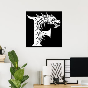 Drakstilt bokstav F, Drakalfabetet, Monogram Poster