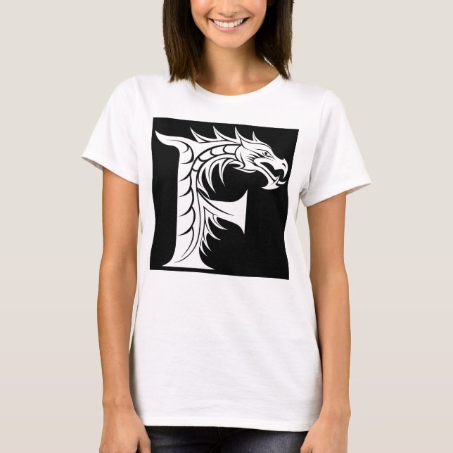 Drakstilt bokstav F, Drakalfabetet, Monogram T Shirt (Framsida)