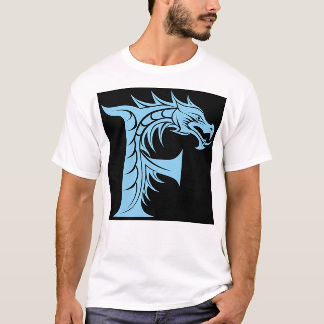 Drakstilt bokstav F, Drakalfabetet, Monogram T Shirt (Framsida)