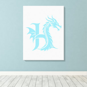 Drakstilt bokstav H, Drakalfabetet, Monogram Canvastryck