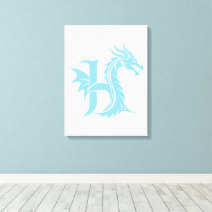 Drakstilt bokstav H, Drakalfabetet, Monogram Canvastryck