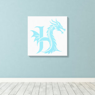 Drakstilt bokstav H, Drakalfabetet, Monogram Canvastryck