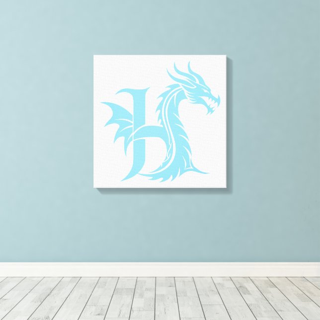Drakstilt bokstav H, Drakalfabetet, Monogram Canvastryck (Insitu (trägolv))