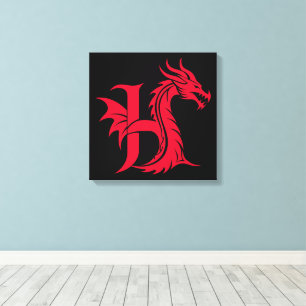 Drakstilt bokstav H, Drakalfabetet, Monogram Canvastryck
