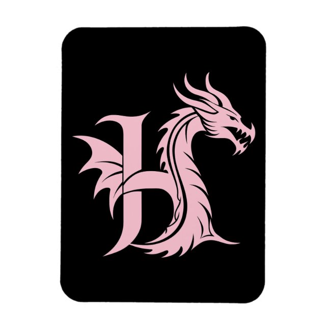 Drakstilt bokstav H, Drakalfabetet, Monogram Magnet (Vertikal)