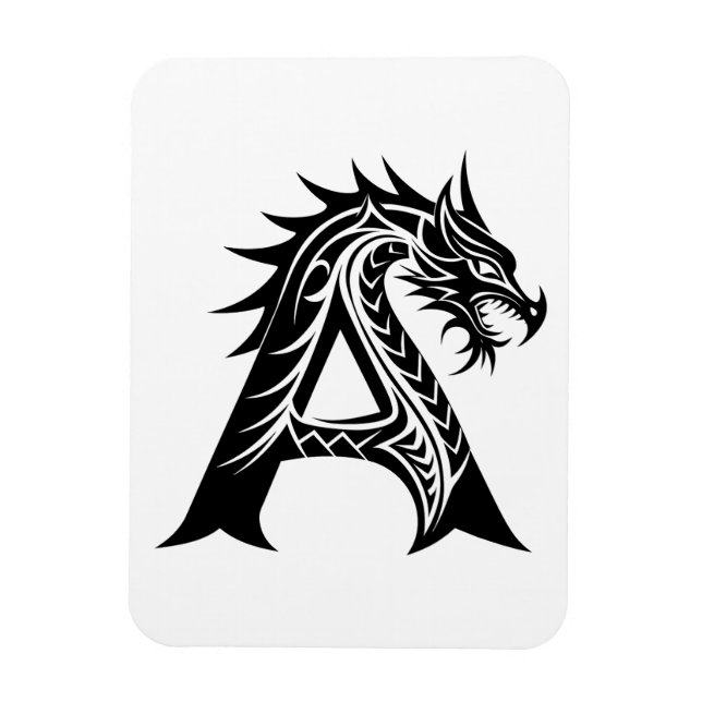 Drakstilt brev A, Drakalfabetet, Monogram Magnet (Vertikal)