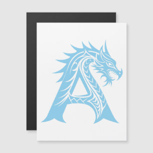Drakstilt brev A, Drakalfabetet, Monogram Magnetisk Inbjudningskort