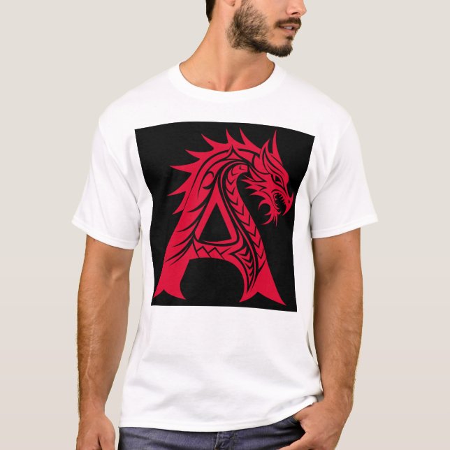 Drakstilt brev A, Drakalfabetet, Monogram T Shirt (Framsida)