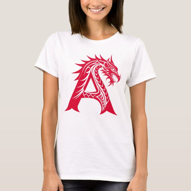 Drakstilt brev A, Drakalfabetet, Monogram T Shirt (Framsida)