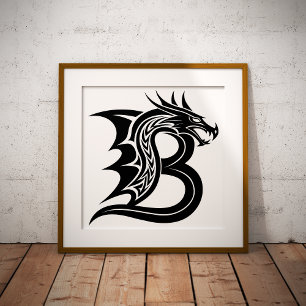 Drakstilt brev B, Drakalfabetet, Monogram Poster