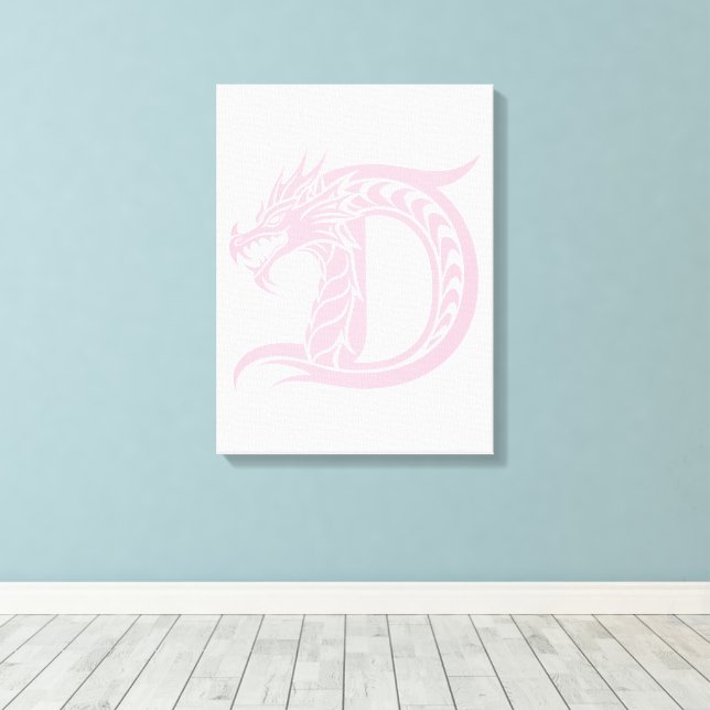 Drakstilt brev D, Drakalfabetet, Monogram Canvastryck (Insitu (trägolv))