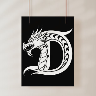 Drakstilt brev D, Drakalfabetet, Monogram Fototryck