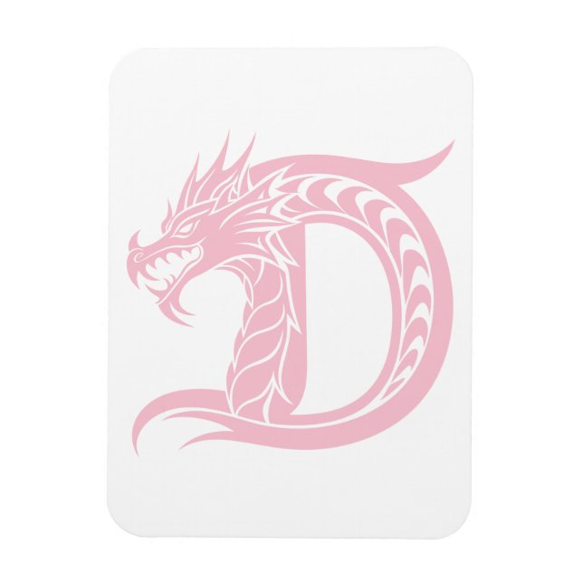 Drakstilt brev D, Drakalfabetet, Monogram Magnet (Vertikal)