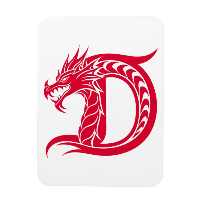 Drakstilt brev D, Drakalfabetet, Monogram Magnet (Vertikal)