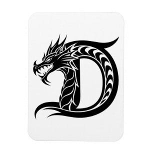 Drakstilt brev D, Drakalfabetet, Monogram Magnet