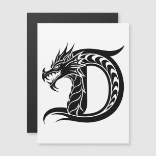 Drakstilt brev D, Drakalfabetet, Monogram Magnetisk Inbjudningskort
