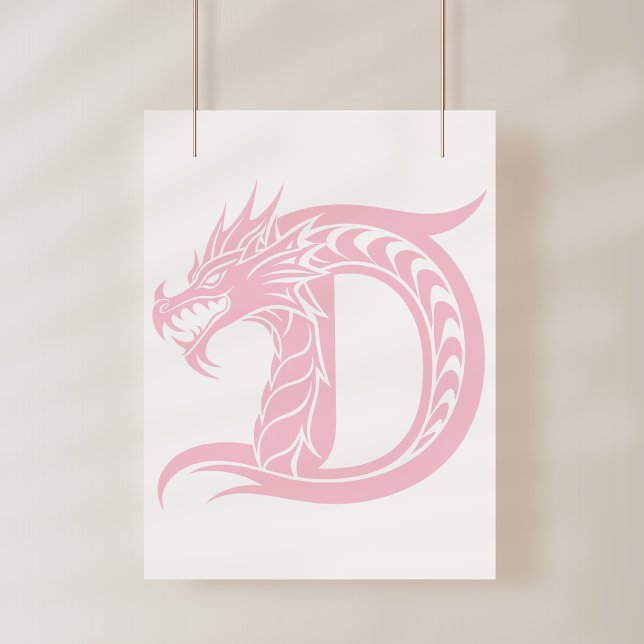 Drakstilt brev D, Drakalfabetet, Monogram Poster (Skapare uppladdad)