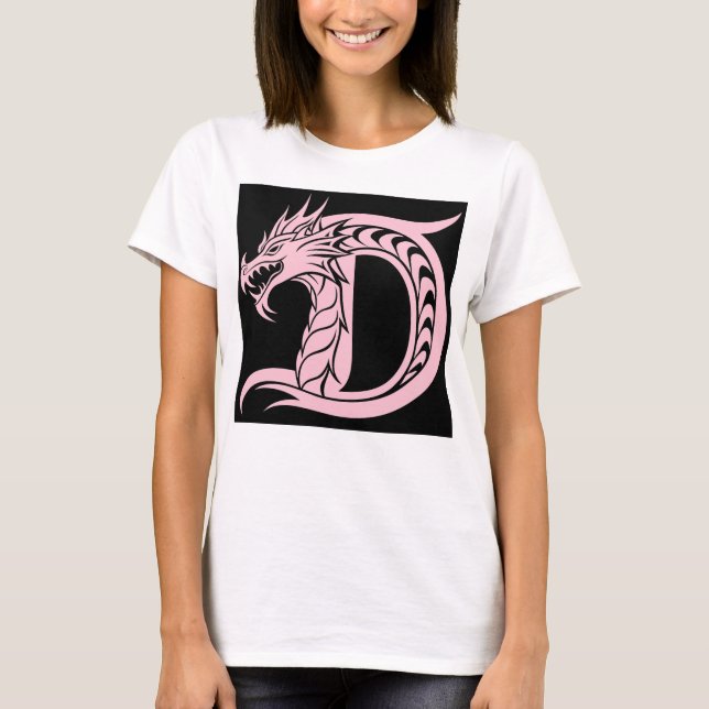 Drakstilt brev D, Drakalfabetet, Monogram T Shirt (Framsida)