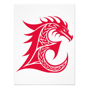 Drakstilt brev E, Drakalfabetet, Monogram Fototryck