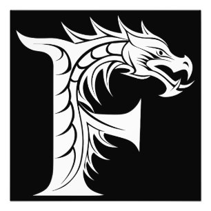 Drakstilt brev F, Drakalfabetet, Monogram Fototryck