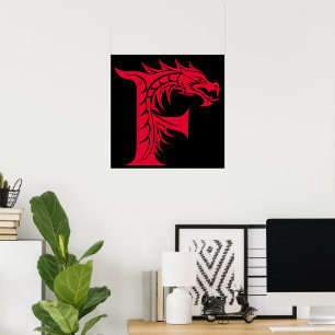 Drakstilt brev F, Drakalfabetet, Monogram Poster