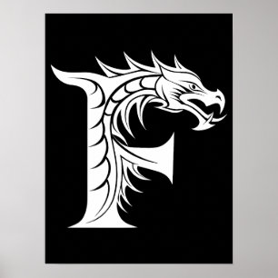 Drakstilt brev F, Drakalfabetet, Monogram Poster