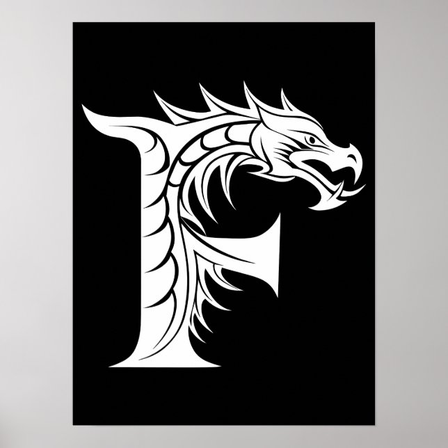 Drakstilt brev F, Drakalfabetet, Monogram Poster (Framsidan)