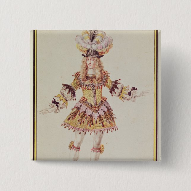 Dräktdesign för den male dansare, c.1660 knapp (Framsida)