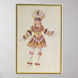 Dräktdesign för den male dansare, c.1660 poster