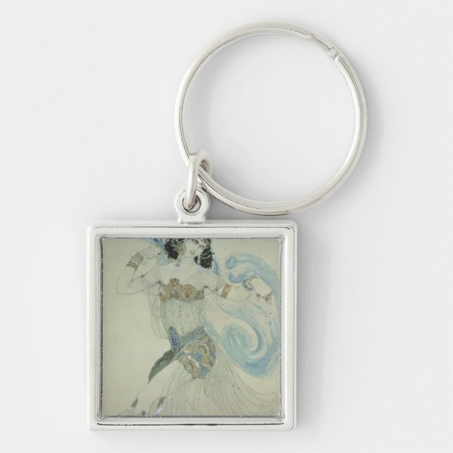 Dräktdesign för Salome Fyrkantig Silverfärgad Nyckelring (Framsidan)