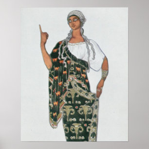 Dräktdesign från Phedre, 1917 (färglithoen) Poster