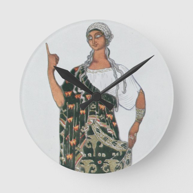 Dräktdesign från Phedre, 1917 (färglithoen) Rund Klocka (Framsida)