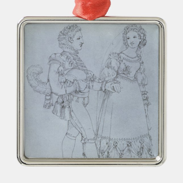 Dräkten planlägger Figaro och Susanna från opera Julgransprydnad Metall (Framsidan)