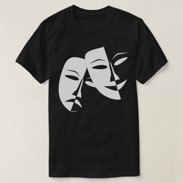 Drama Comedy Opera Cinema Theater Mask Lycklig Led T Shirt (Design framsida)