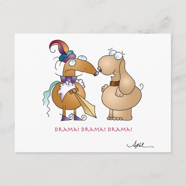 DRAMA! DRAMA! DRAMA! Tecknad vykort (Framsida)