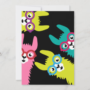 Drama Llama Colorful Camelid Inbjudningar