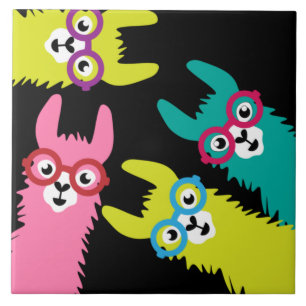 Drama Llama Colorful Camelid Kakelplatta