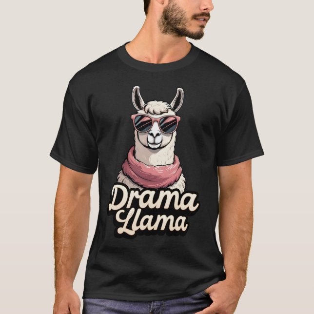 Drama Llama Funny Retro Llama T Shirt (Framsida)